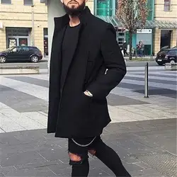 2019 Модные мужские куртки модные популярные однотонные шерстяные пальто зимнее пальто верхняя одежда пальто куртка с длинным рукавом