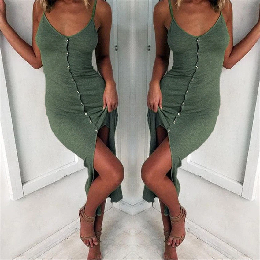 

Womens Buttons V Neck Dress women sexy Kaftan Bodycon Summer Dress women sexy dress Bodycon