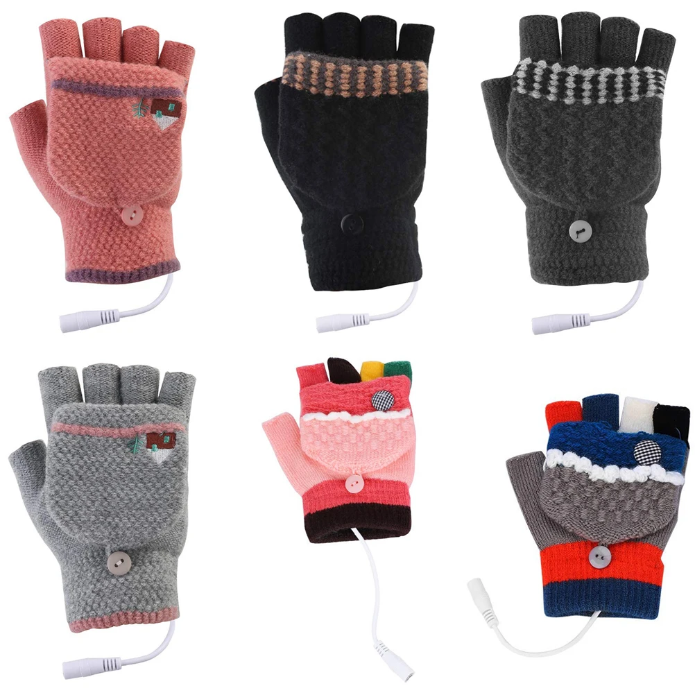 USB Heated Gloves Mitten Winter Hands Warm Laptop Gloves Full & Half