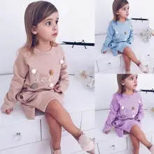 Милое Платье-свитшот для маленьких девочек; новые модные праздничные платья принцессы с длинными рукавами и рисунком; повседневные платья для девочек; От 1 до 5 лет