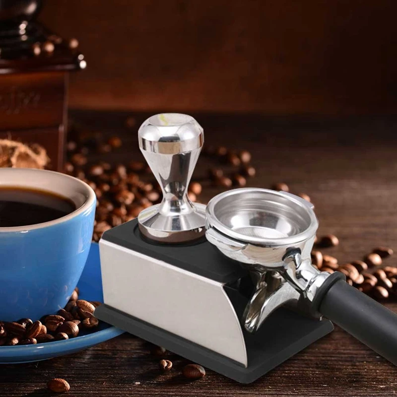 

Stainless Steel Coffee Tamper Stand Coffee Powder Maker Rack Silicone Tamping Mat Coffee Tampers Tool Accessory Black