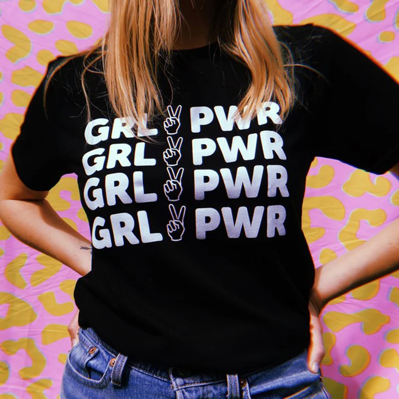 

Fashion Grl Pwr T-Shirt Girl Power Outfit Tshirt Feminist Tee Cotton Harajuku T Shirt Women The Future Is Female Pink Tops