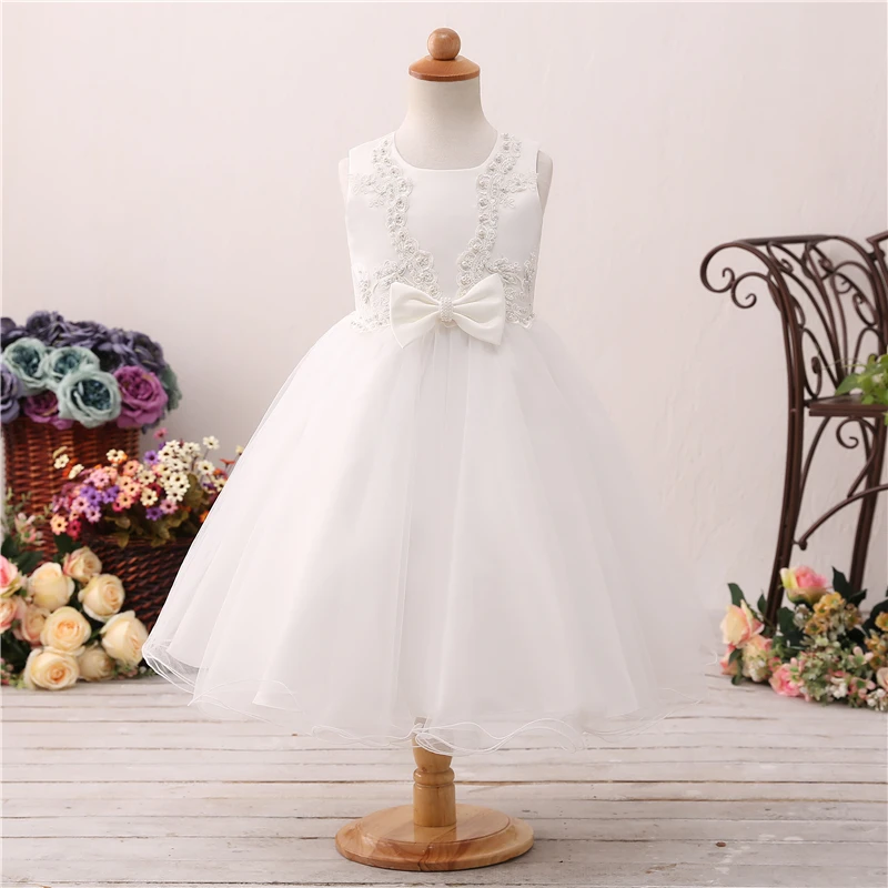 

High Quality Flower Girls Dresses For Weddings 2019 Floor Length Bruidsjurk Meisje Bow Kiz Cocuk Abiye First Communion Gowns