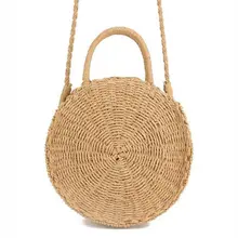 Милая пляжная дорожная сумка, круглая, ручная работа, ротанг, круг, женские сумки, Бамбуковая соломенная сумка через плечо, сумки на плечо