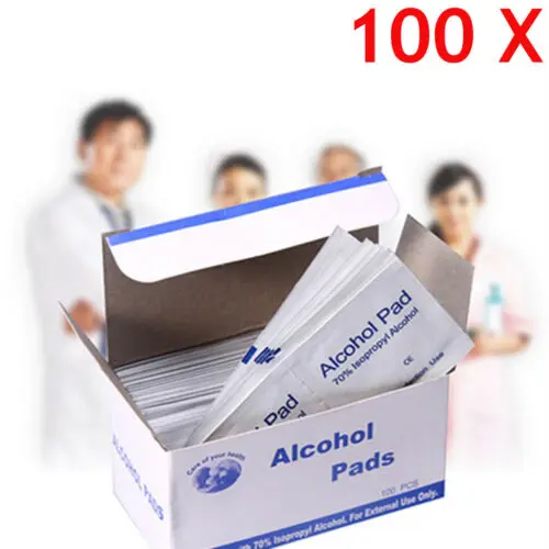 

100 Pcs/ Box Alcohol Wipe Pad Medical Swab Sachet Antibacterial Tool Cleanser Nail Art Cleanser Remover