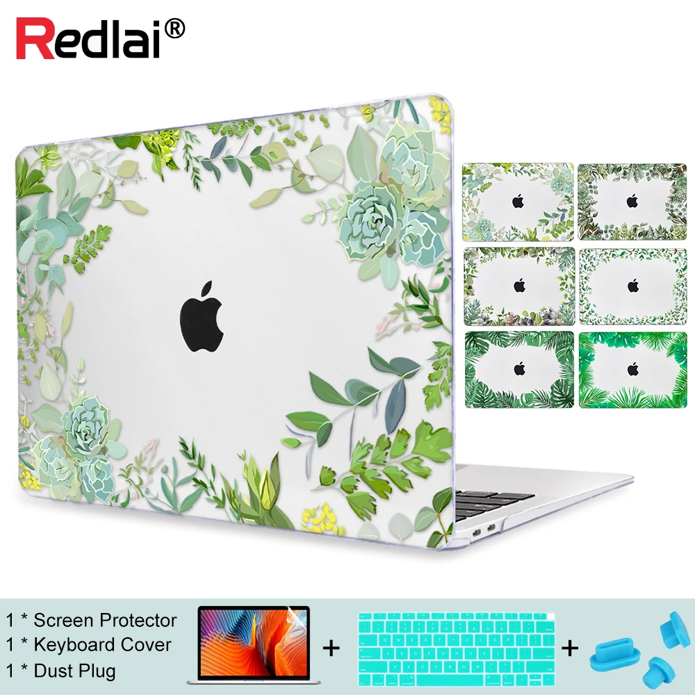 

Soft Touch Plastic Hard Shell for Apple MacBook Air Pro Retina 11.6 12 13.3 15.4 inch for Mac book Pro 2019 Case Green Leaves