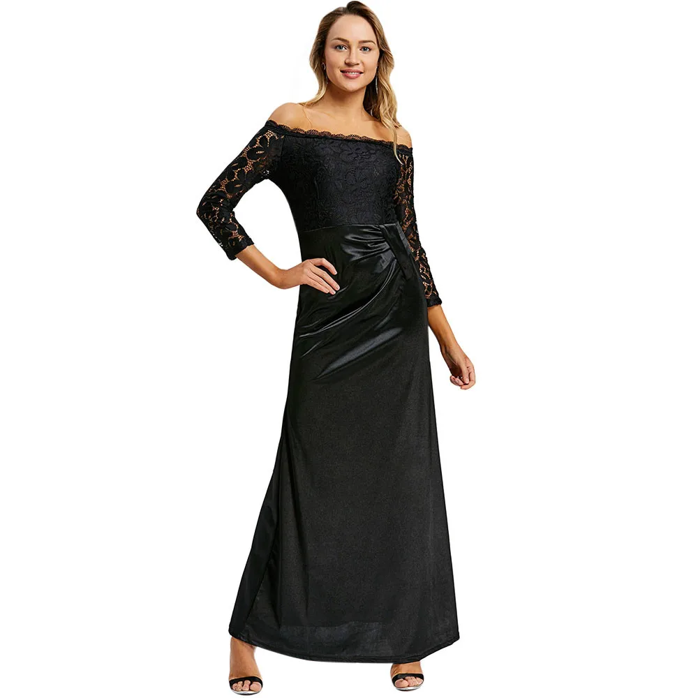 2018 Off The Shoulder Draped Maxi Dress Women Evening Elegant Party