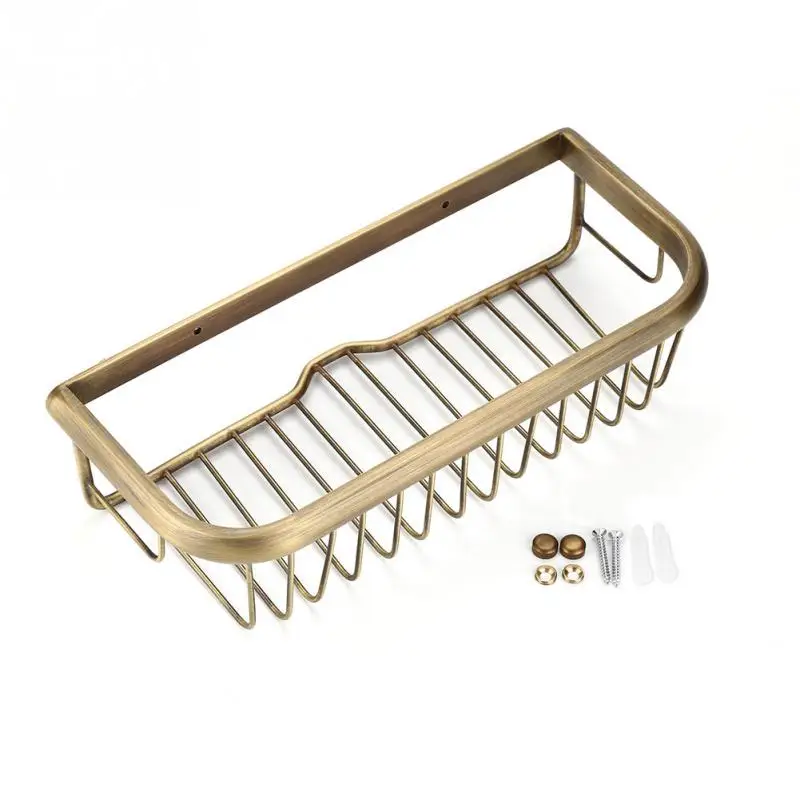 

30cm Wall Mounted Shower Basket Rustproof Solid Copper Shelf Bath Soap Shampoo Storage Holder Bathroom Shelf Hanging Organizer