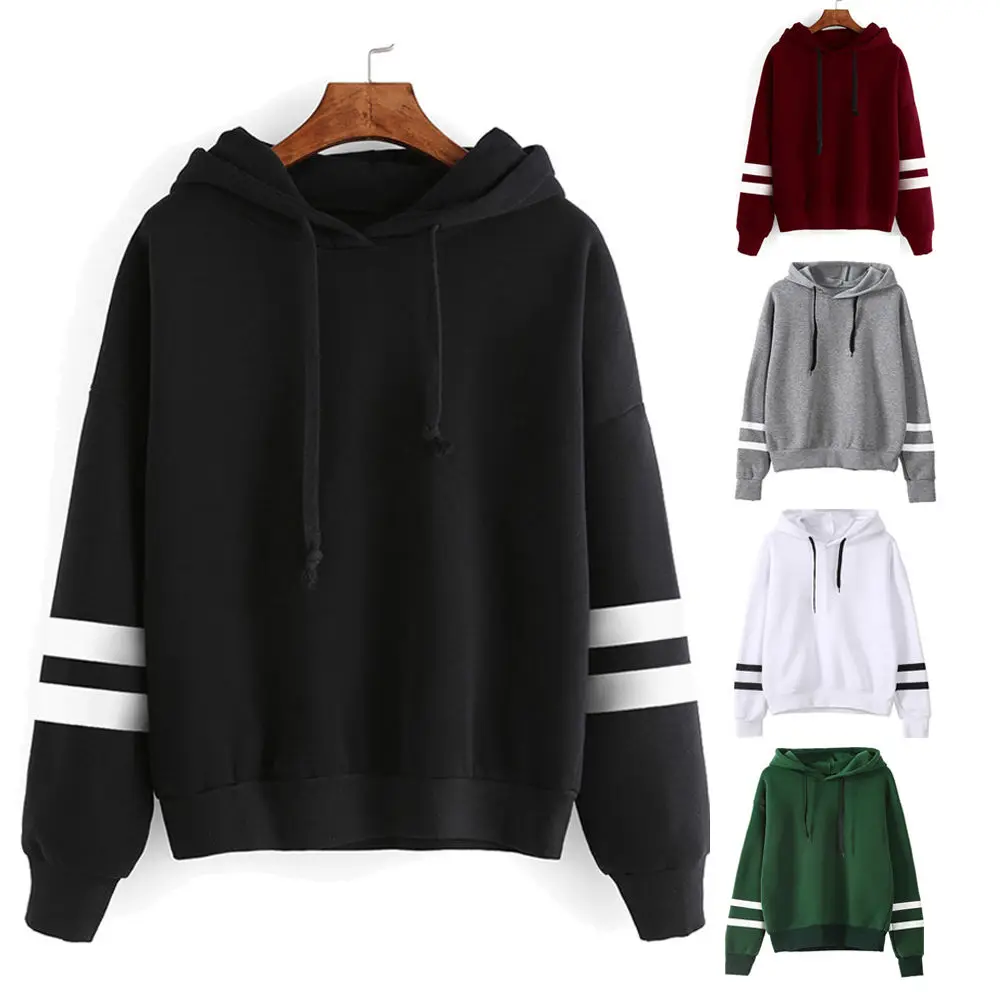 Womens Long Sleeve Hoodie Sweatshirt Sexy 2018 Fashion Jumper Hooded Pullover Tops Casual Ladies To