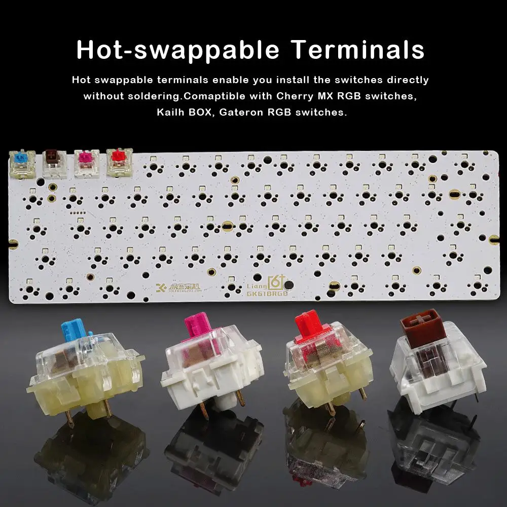  Geek Customized GK61 Hot Swappable 60% RGB Keyboard Customized Kit PCB Mounting Plate Case