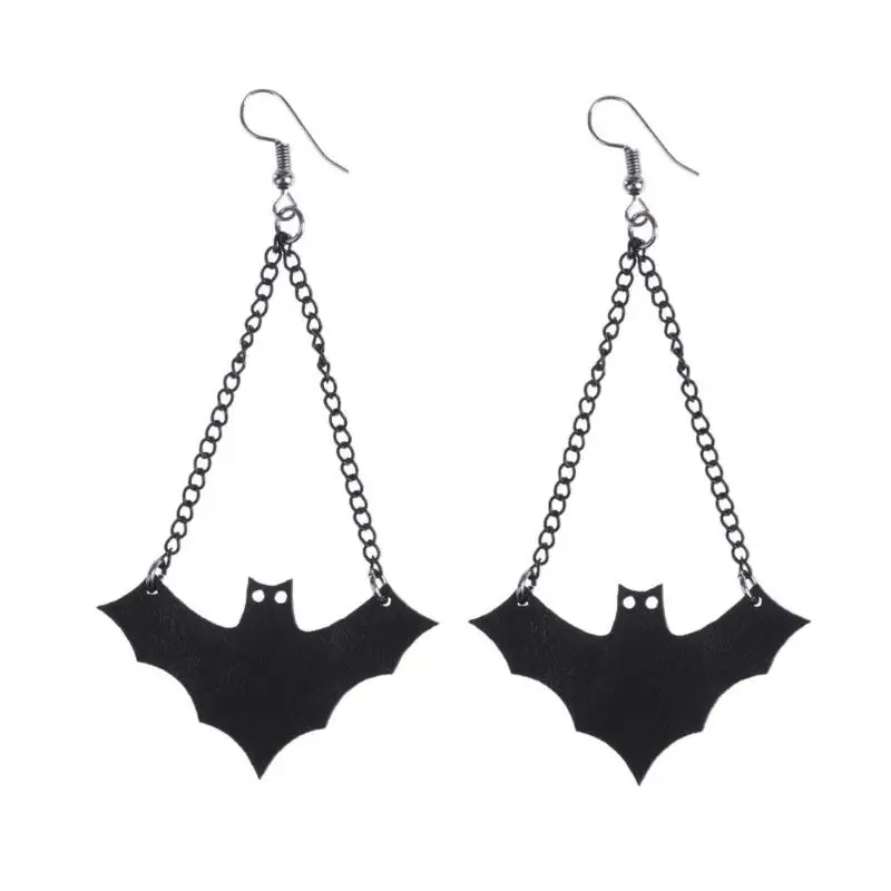 

Hot Vampire Bat Long Earrings for Women Black Leather Pendant Earrings for Women Fashion Jewelry Wholesale