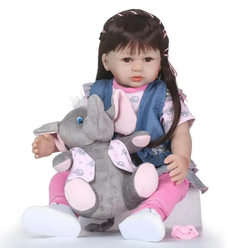 

2018 NPK Length 60cm Popular Reborn Baby Doll Realistic Activity Silicone Vinyl Reborn Funny Babies Toy for Collection Children