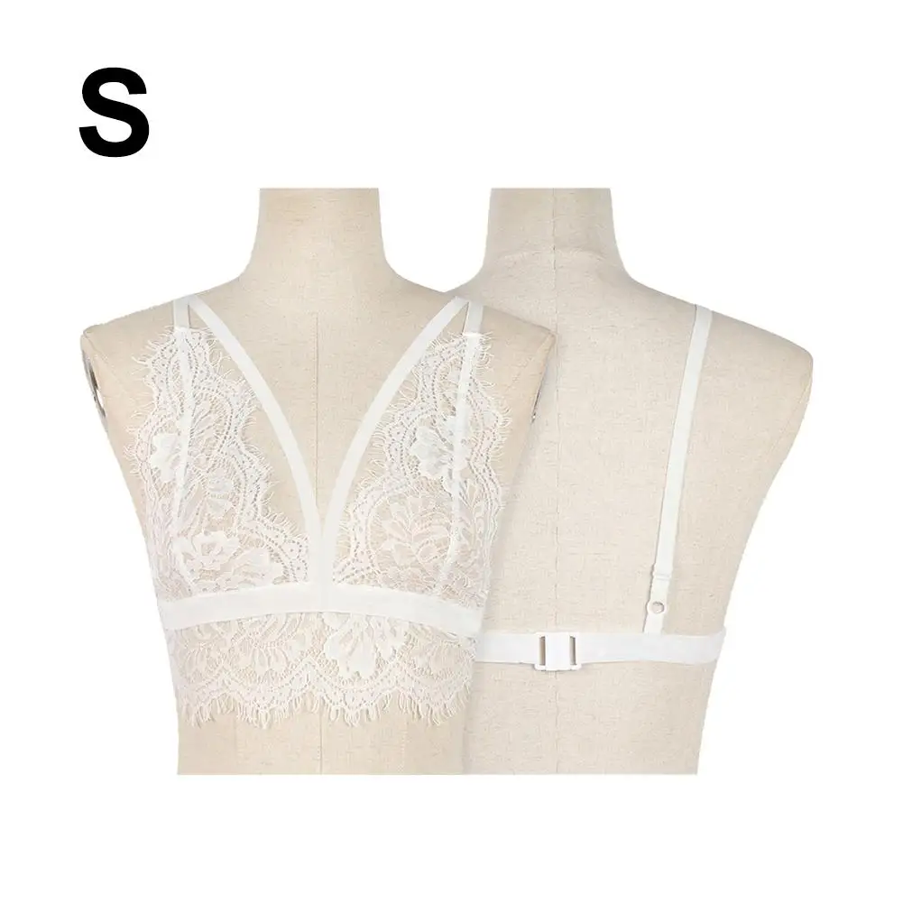 

Women's Lace Bra Sexy Underwear Hollow See-through Deep V Hollow See-through Lady Lingerie Wire Free Bra Wrapped Chest Ladies
