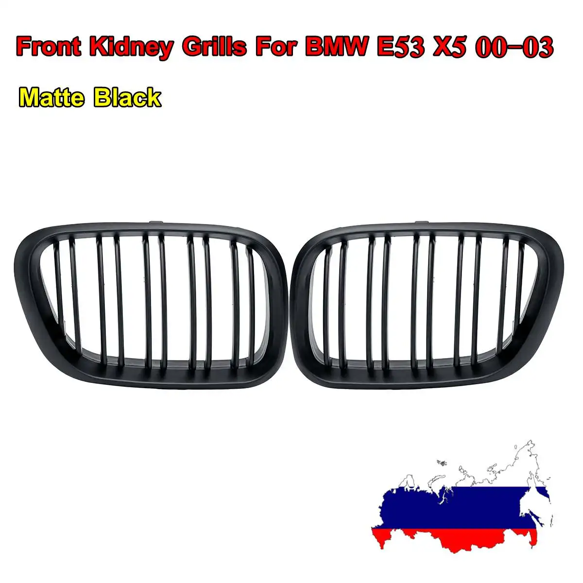 

Car Styling Pair Matte Black Front Kidney Grille Grills Double Slat For BMW E53 X5 2000 2001 2002 2003 Racing Grills