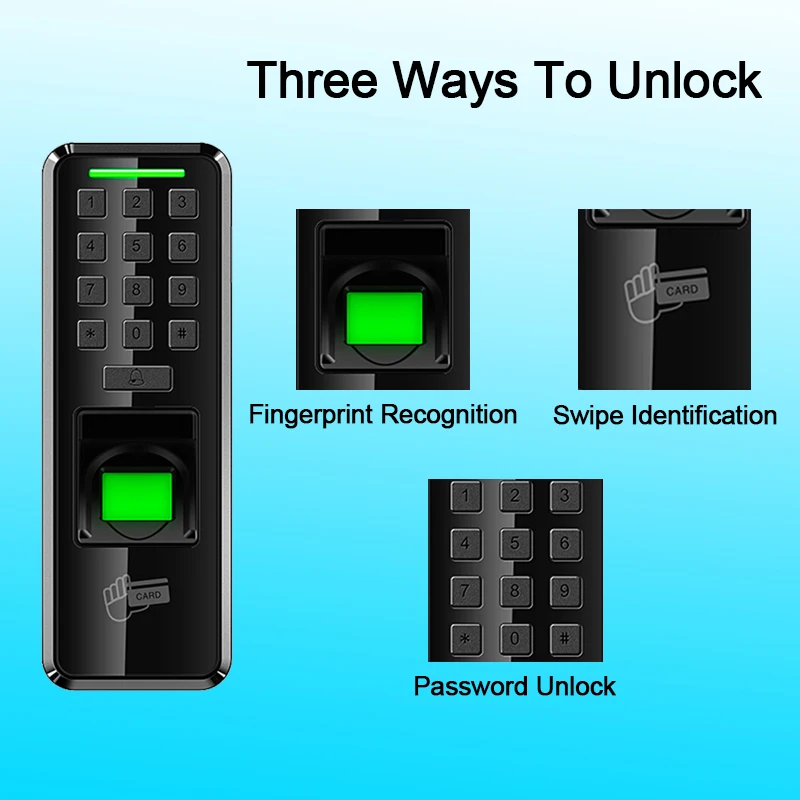 Eseye Access Control Biometric Fingerprint Door Lock USB Keypad Reader Password ID Card Smart  Door Lock  For Home              