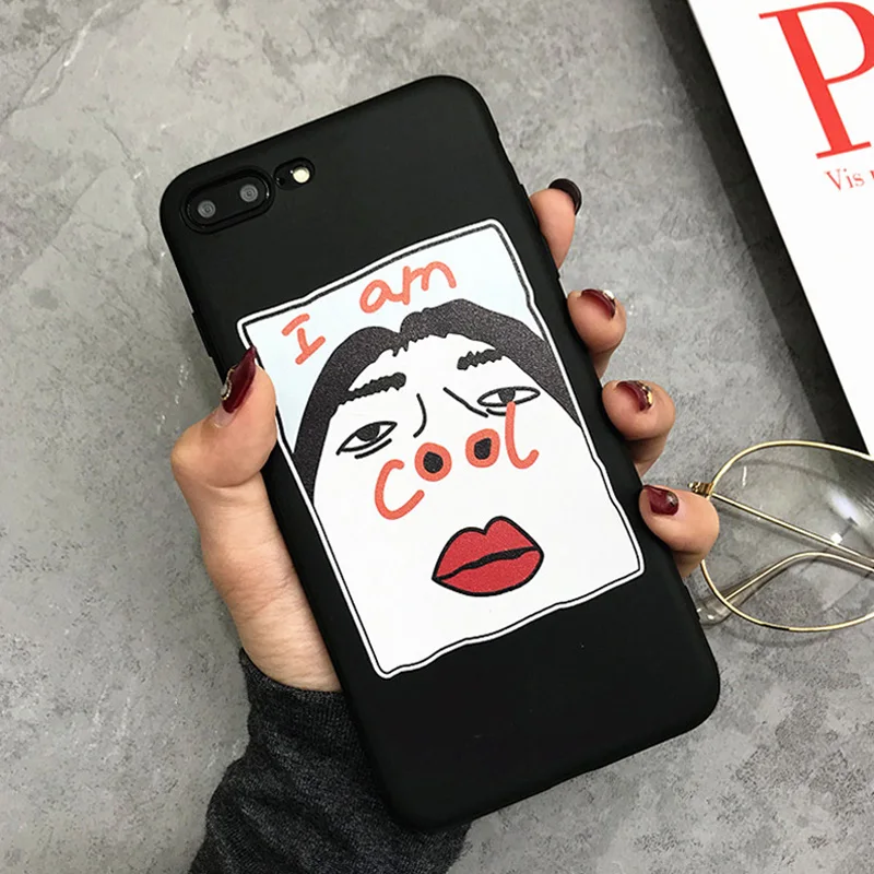 Ottwn Funny Pattern For iPhone 6 Case For iPhone XS Max 6s 7 8 Plus X XR 5 5s SE Silicon Soft Phone Case Letter Cool Back Cover