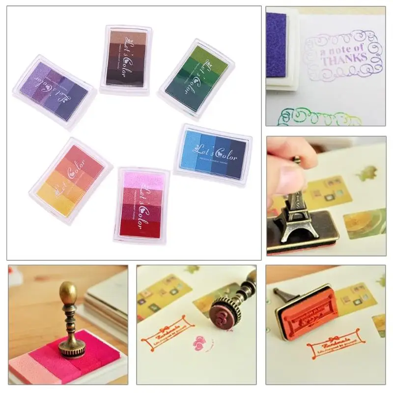 

6 Colors DIY Scrapbooking Vintage Crafts Ink pad Colorful Inkpad Stamps Sealing Decoration Stamp Paint Children Toy