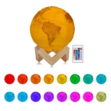 16 Color RGB Earth Lamp Night Light 3D Rechargeable USB Printed LED Moon Lamp Dimmable Touch Bedside Table Light Home Decor 16 Color RGB Earth Lamp Night Light 3D Rechargeable USB Printed LED Moon Lamp Dimmable Touch Bedside Table Light Home Decor