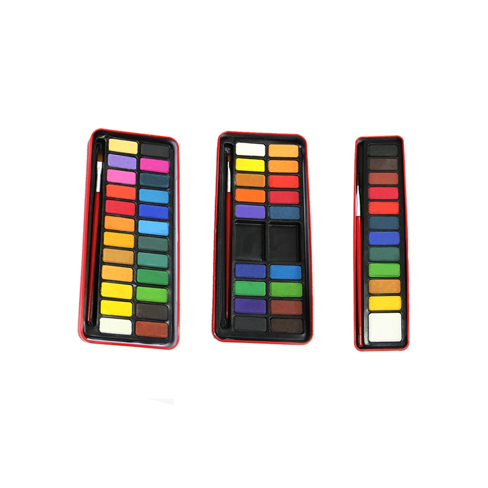 

Top Water Color Paints Paint Drawing Box Solid Watercolor Set Drawing Paints Set with Paint Brush Red Iron Box Watercolors