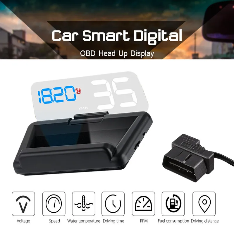 

High Quality C500 OBD2 Universal Car 5 inch HUD Smart Digital Head Up Display Speed Temperature Colored LCD Digital Display