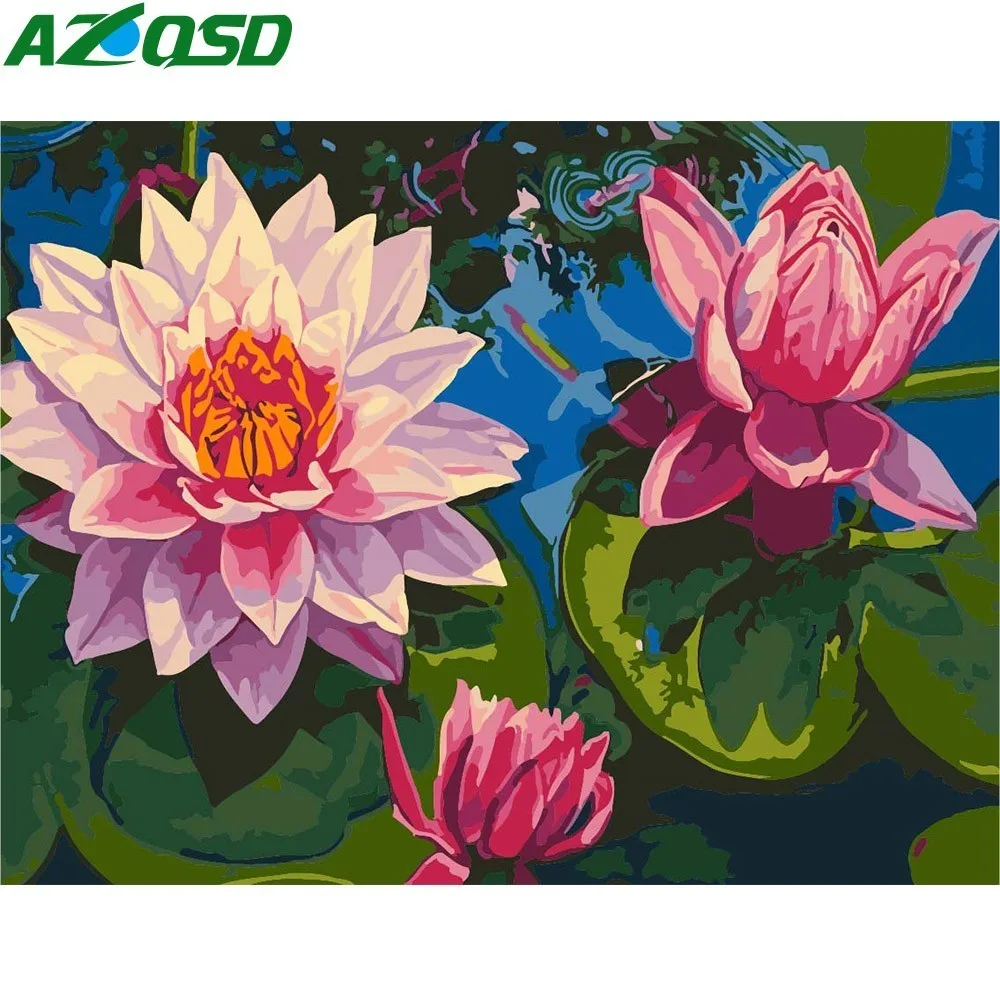 

AZQSD Hand Painted Modern DIY Oil Painting Flower Painting By Numbers Paint Canvas Picture Home Decoration K049