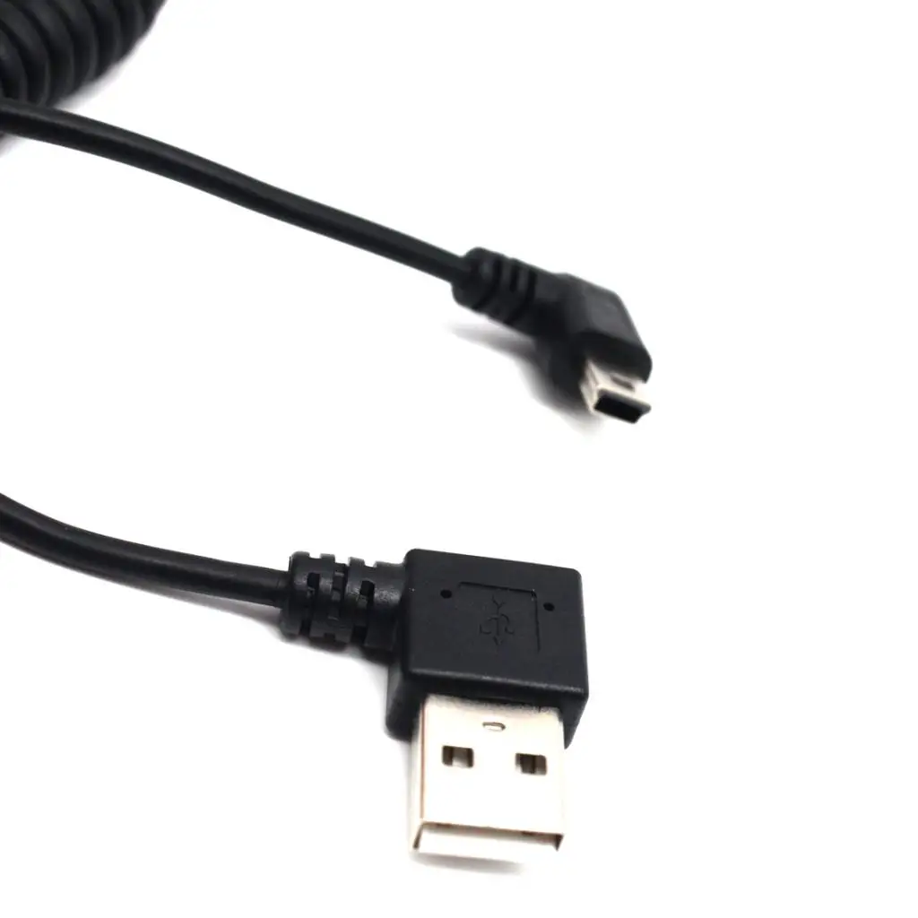 90 градусов Угловой USB 2,0 A папа-левый угол мини B 5p Мужской пружинный кабель