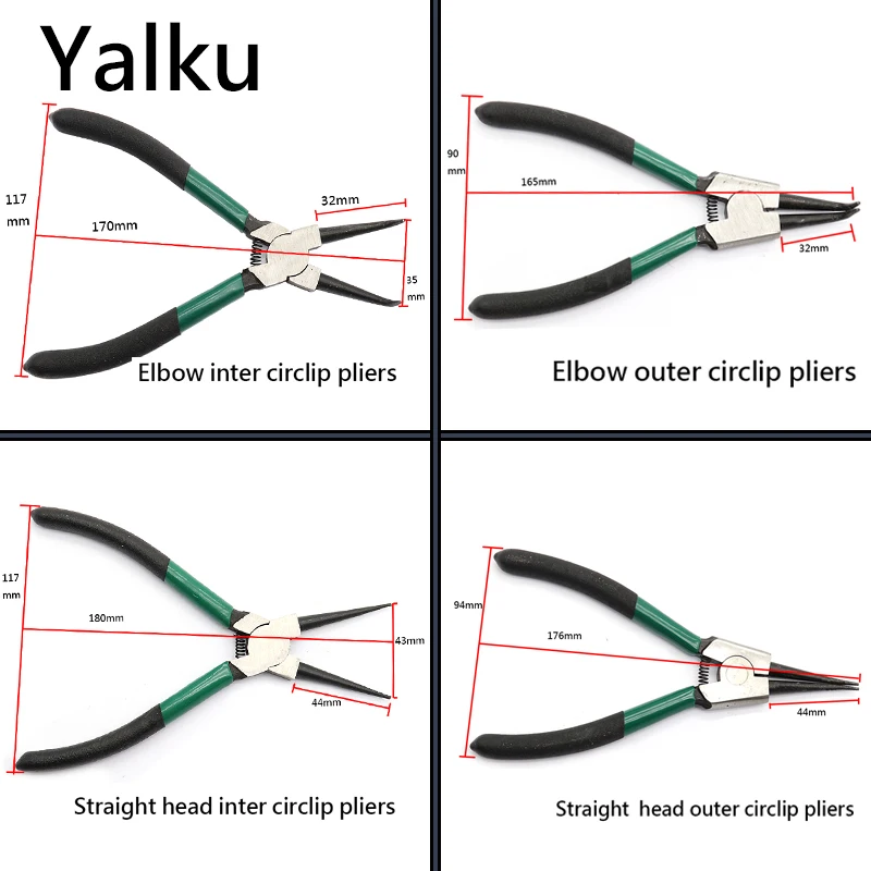 Yalku щипцы для стопорных колец оснастки кольцо плоскогубцы инструмент 7 ''портативный внутренний наружное кольцо для удаления сохраняя изогнутый кончик Ручные плоскогубцы