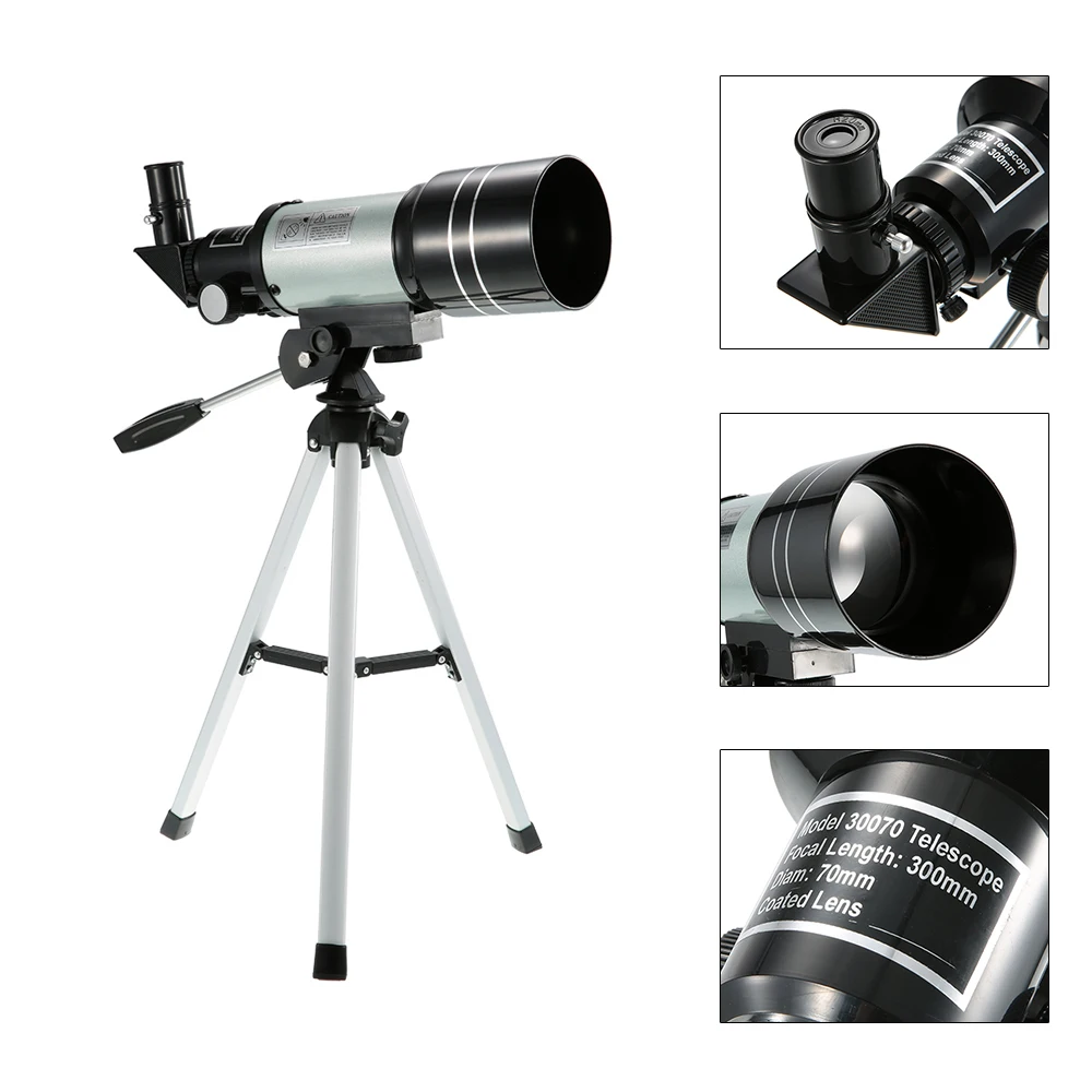 

Refractive Space Astronomical Telescope Monocular F30070M Outdoor Telescope 150X Travel Hunt Spotting Scope with Portable Tripod