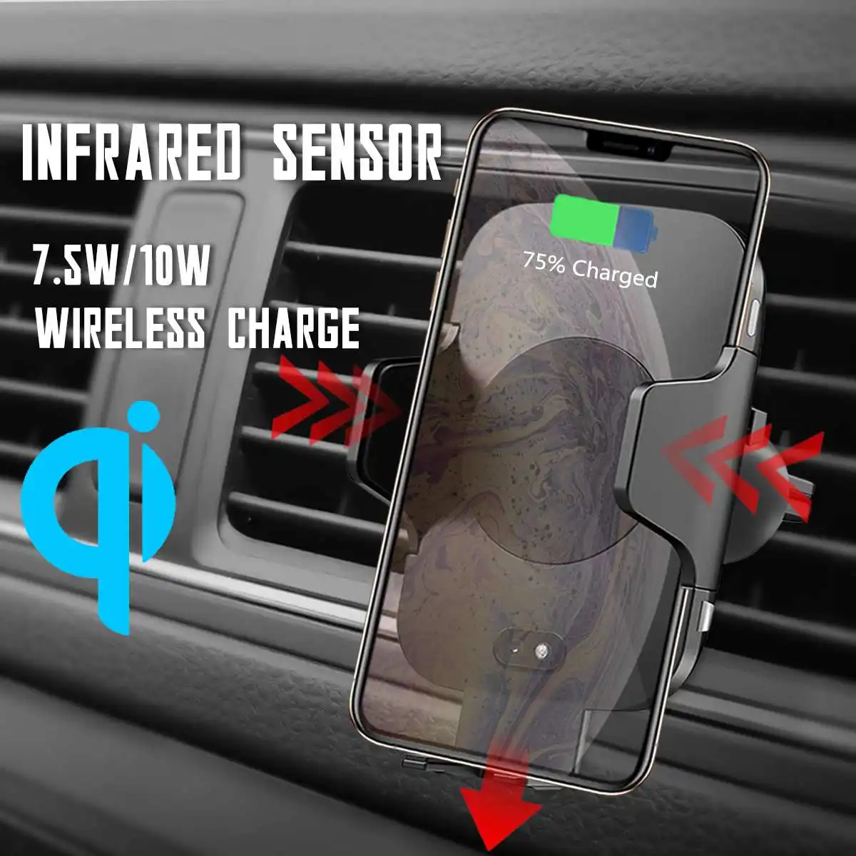 

C10 Infrared Sensor Full Automatic Intelligent Sensor Car Holder Stand QI Wireless Charger GPS Phone Holder Bracket for iPhone X