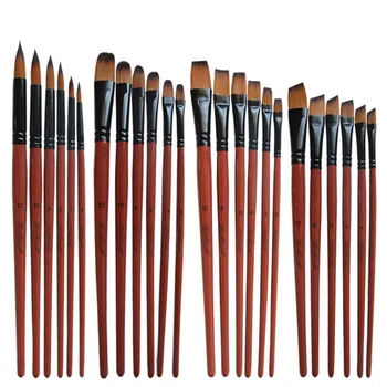 

6 Pcs Artist Paint Brushes Set Brown Nylon Hair Acrylic Oil Watercolour By Number Pen Brushes Art Model Paint