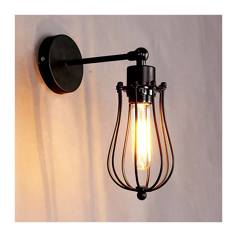 

Industrial Vintage Wall Lamp black E27 Lamp Holder 220V Metal Iron Retro loft sconce fixtures Restaurant bedside Home Lighting