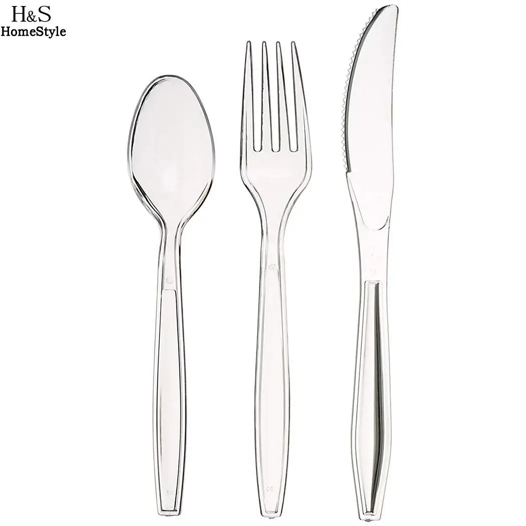 

a The Disposable knife spoon Set Fork Spoon set fork including and Transparent Plastic Knife Cutlery