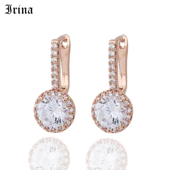 

Irina Trendy Rose Gold Color Charm Drop Earring Round Cubic Zircon Metal Vintage Earrings Jewelry For Women Friend Gift