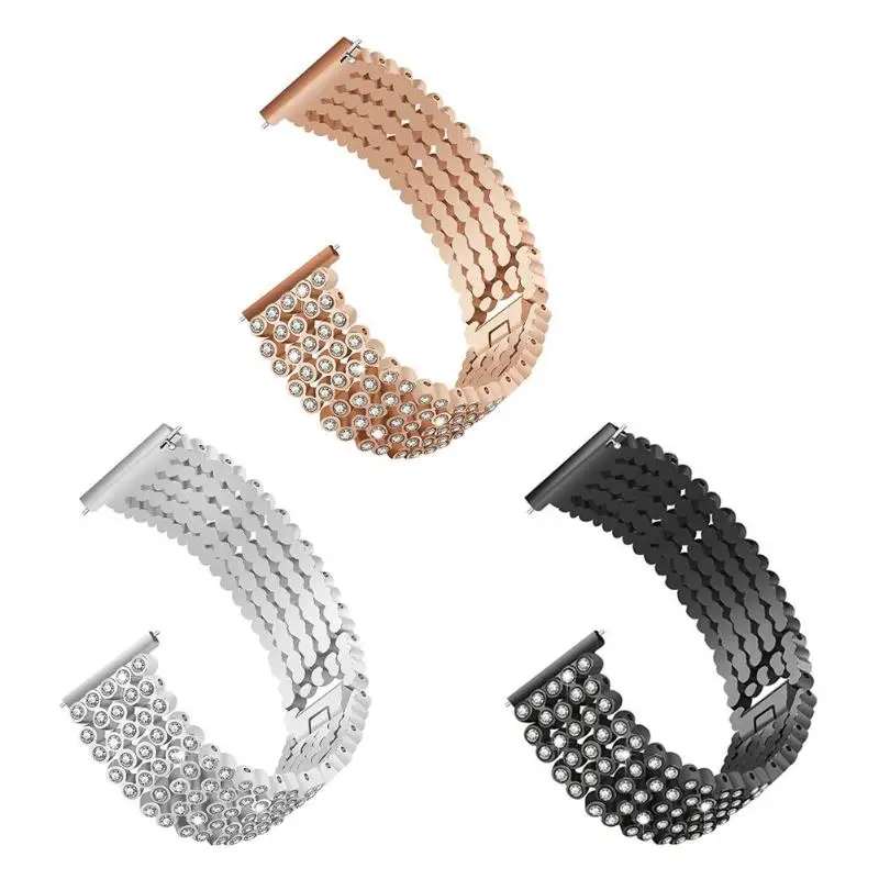 

5 Rows Round Crystal Beads Alloy Wristband Bracelet Strap for Fitbit Versa