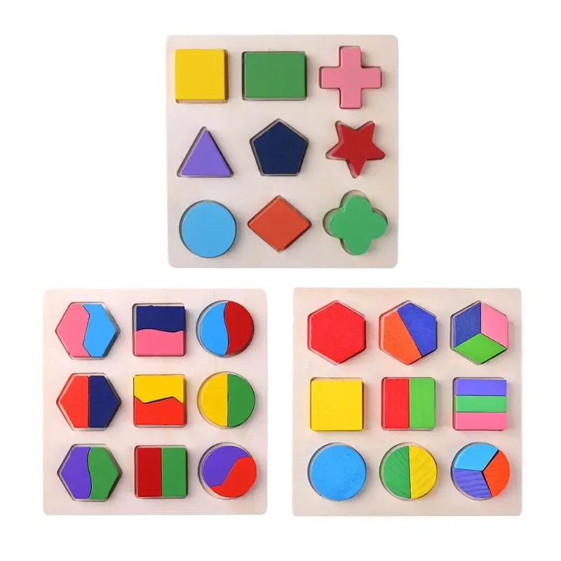 Детские 3D деревянные головоломки игрушки геометрические формы сортировка математические Монтессори головоломка Дошкольное обучение