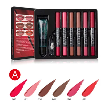 

brand new lipstick combination cosmetic set kiss-proof lipsticks sharpener makeup remover Liquid Lip gloss charming lip glosses