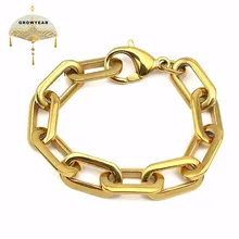 Браслет унисекс из нержавеющей стали, браслет для мужчин и женщин, ювелирные изделия, толстые прямоугольные браслеты, золотой цвет, никогда не выцветает, ширина 12 мм, мода