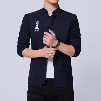 

#4041 Vintage Chinese Style Blazer Men Slim Fit Mandarin Collar Embroidery Fashion Dress Blazers Casual Coat Plus Size 4XL