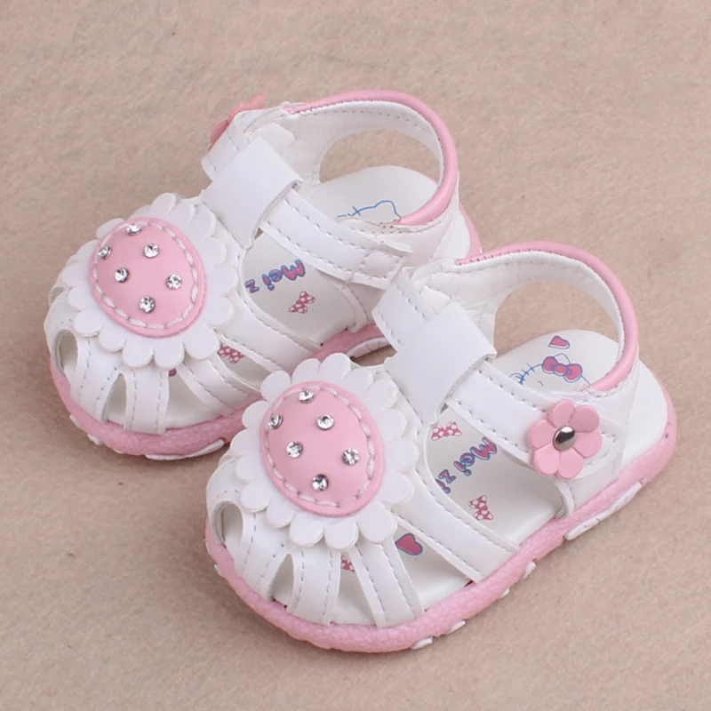 

2019 Baby Girls Sandals Newborn Girl Shoe Summer Floral Baby Shoes Fashion Infant Sandals for Girls Leather Baby Shoes 15-19