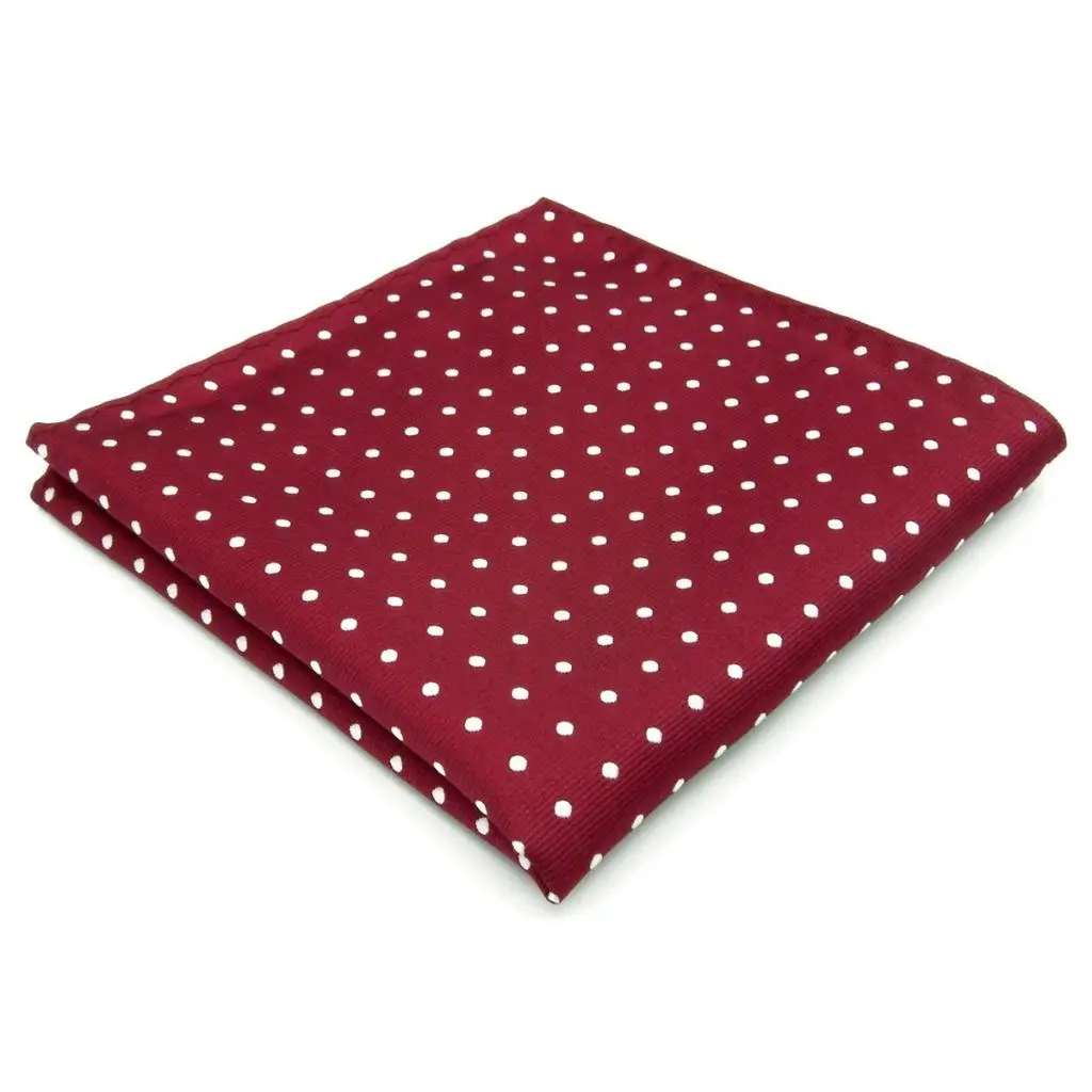 

KH15 Mens Pocket Square Dots Red White Silk Wedding Brands Handkerchief Novelty