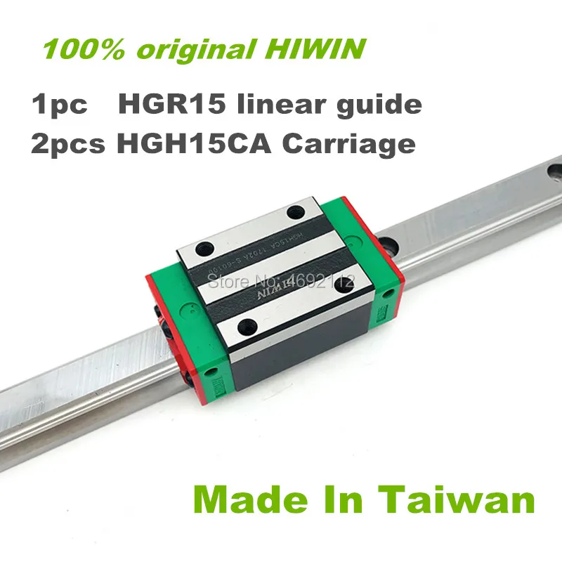 

100% HIWIN linear guide rail 1pc HGR15 200 250 300 400 500 600mm linear guide with 2pcs HGH15CA linear block carriage CNC parts