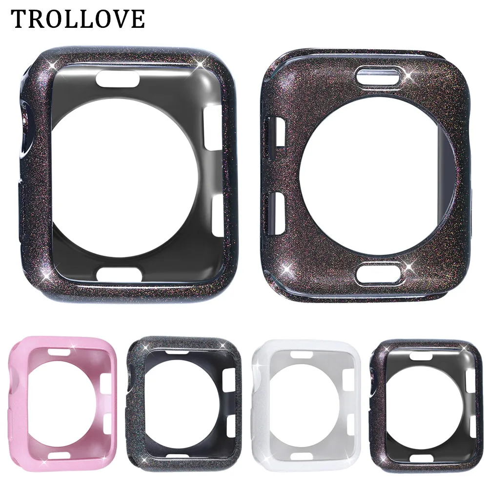 

NEW Glitter TPU Slim Soft Case for Apple Watch Series 1 2 3 38MM 42MM Protective Cover for iwatch Bumper Watch Band Accessories