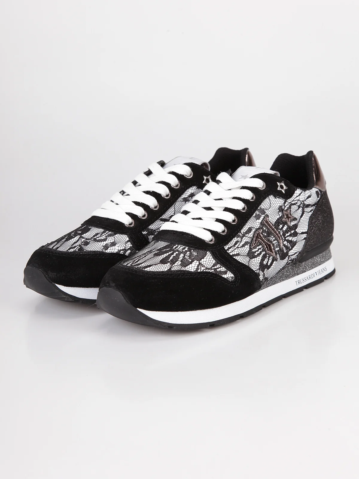 Trussadi Avec Dentelle Baskets Jeans noir Basses tq1gPZ