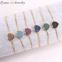 10 шт. ZYZ330-3385 позолоченные микро проложить Установка кубического циркония браслеты с сердечками для женщин сверкающие ювелирные изделия с фианитами