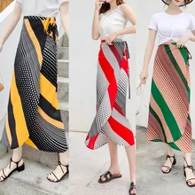 Барная гофрированная юбка, пляжные юбки, женские шифоновые длинные юбки с асимметричным подолом