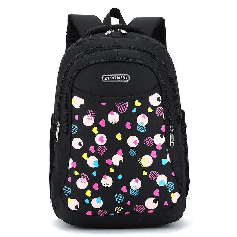 

Nylon Women School Bags Orthopedic Backpack For Girls Heart Printing Schoolbags For Teenagers Boy Student Children Backpack