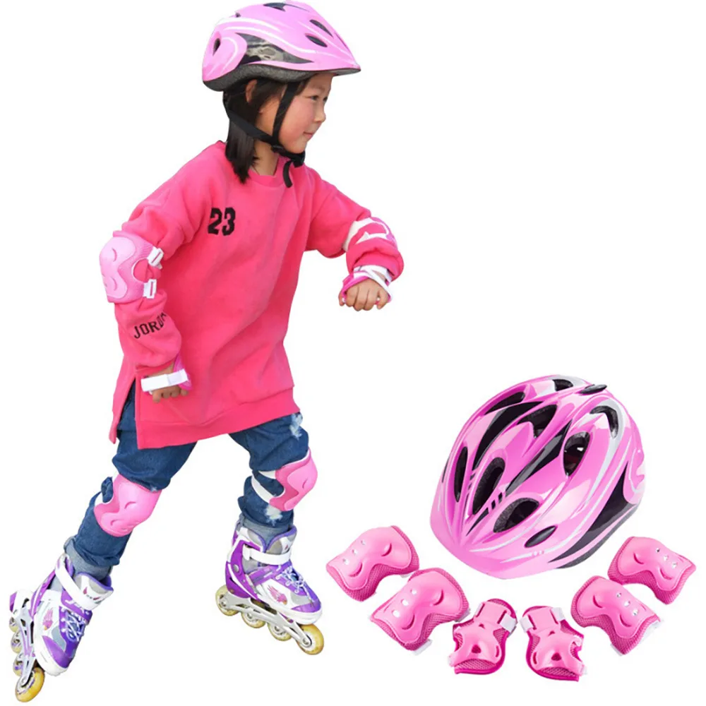 

7pcs/set Bicycle Helmet Kid Child Self Balancing Bike Roller Knee Elbow Wrist Skateboard Helmet Pad 2018 bicycle helmet kids