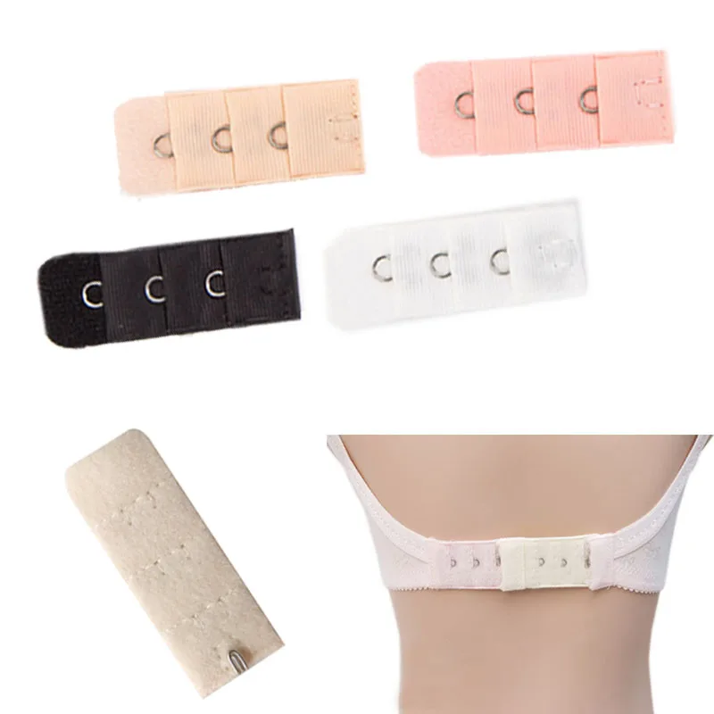 4 Colors Hot Sale Ladies 1 Rows 3 Hooks Bra Extender Nylon Clasp