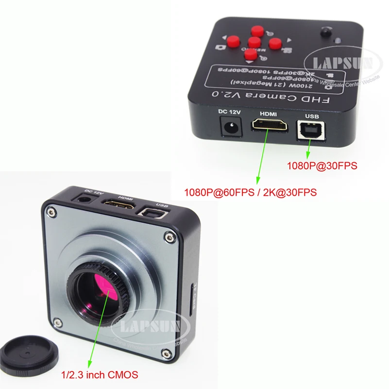 Объектив для промышленного микроскопа Lapsun 10X 360X 21 МП 2K @ 30FPS HDMI 1080P 60FPS USB выход +