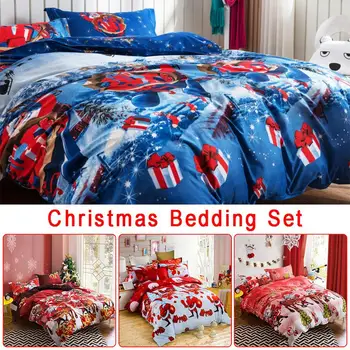

2/3/4pcs/set High Quality Fashion 3D Cartoon Christmas Bedroom Decor Happy Christmas Bedclothes High-quality Bedding Set
